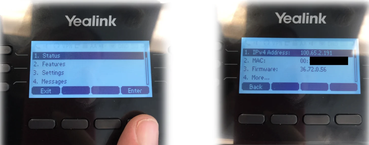 Yealink desk phone web interface showing the SIP account configuration fields