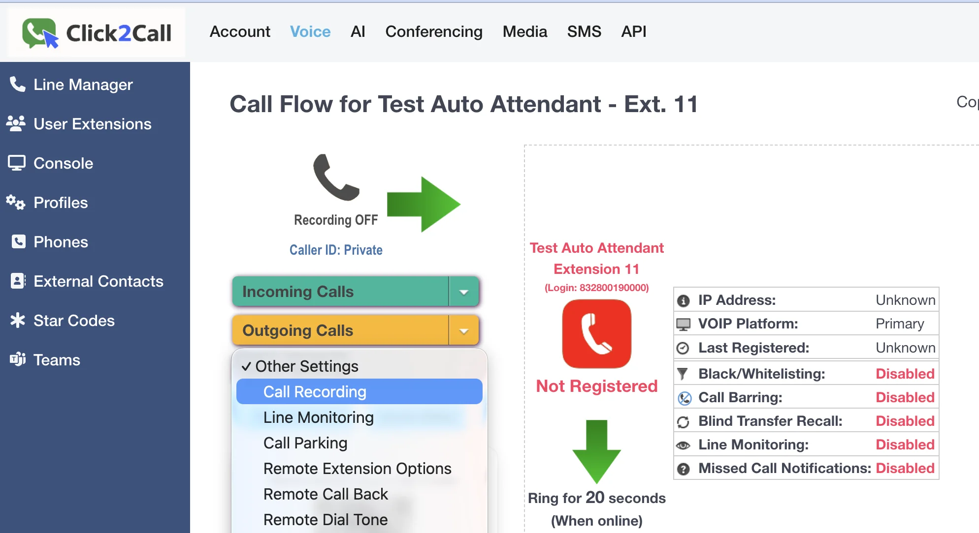 Navigate to Other Settings then Call Recording.
